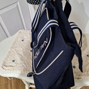 Nautica Navy and White Striped Tote